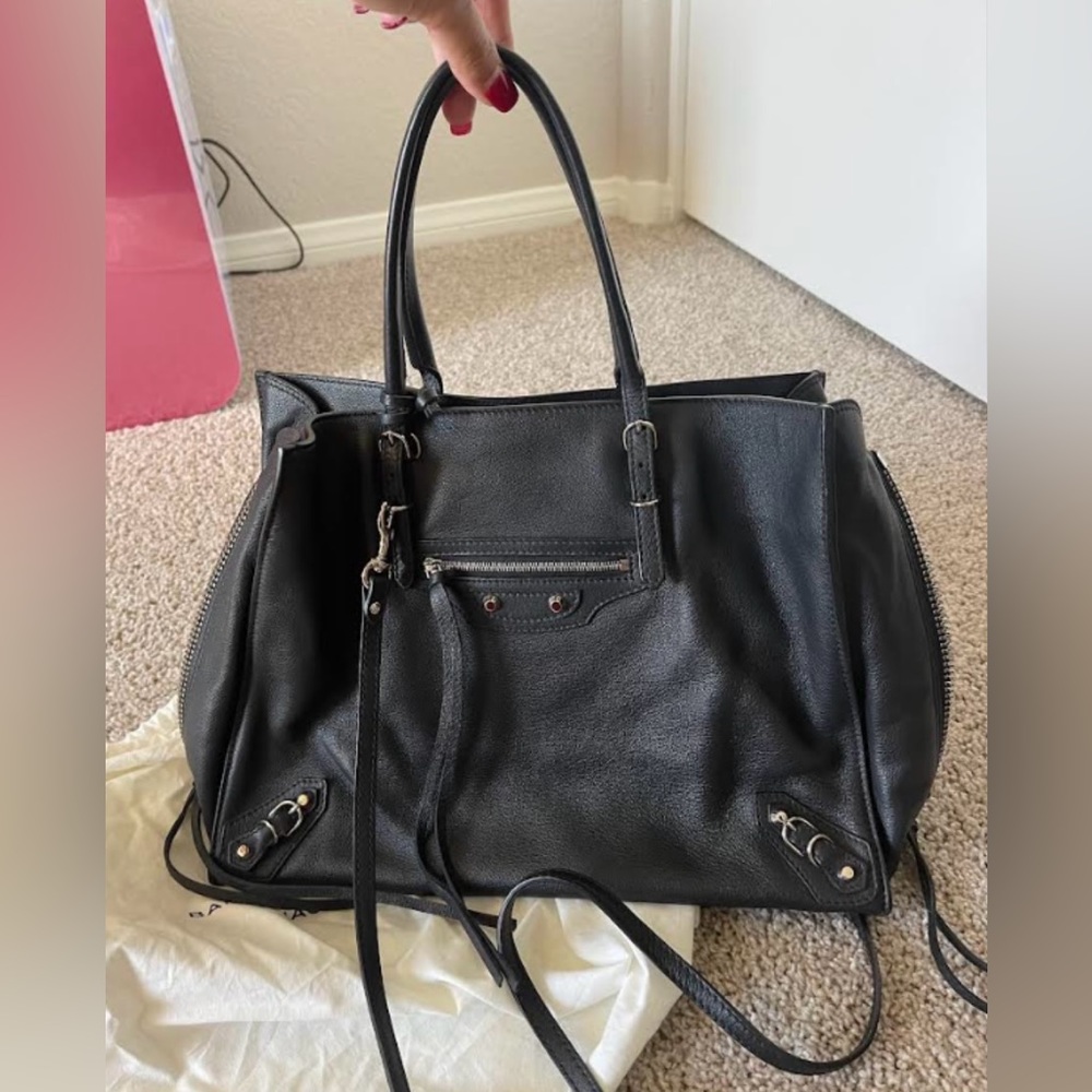 Black balenciaga Papier bag